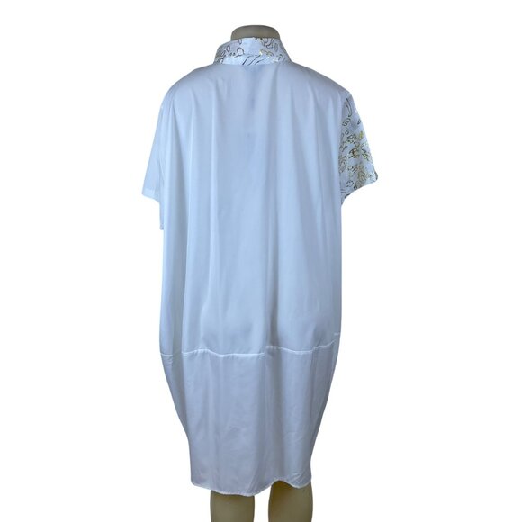 Beulah Women’s White/Gold Short Sleeve Asymmetrical Shirt Dress Size M/L - New - Picture 3 of 6